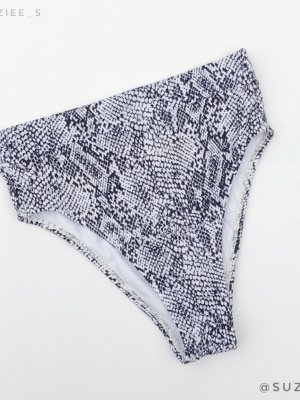 Xhiliration High Waisted Ribbed Grey White Snakeskin Cheeky Bikini Bottoms S